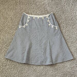 Anthropologie Viola Skirt Seersucker Striped Blue White Sz 0